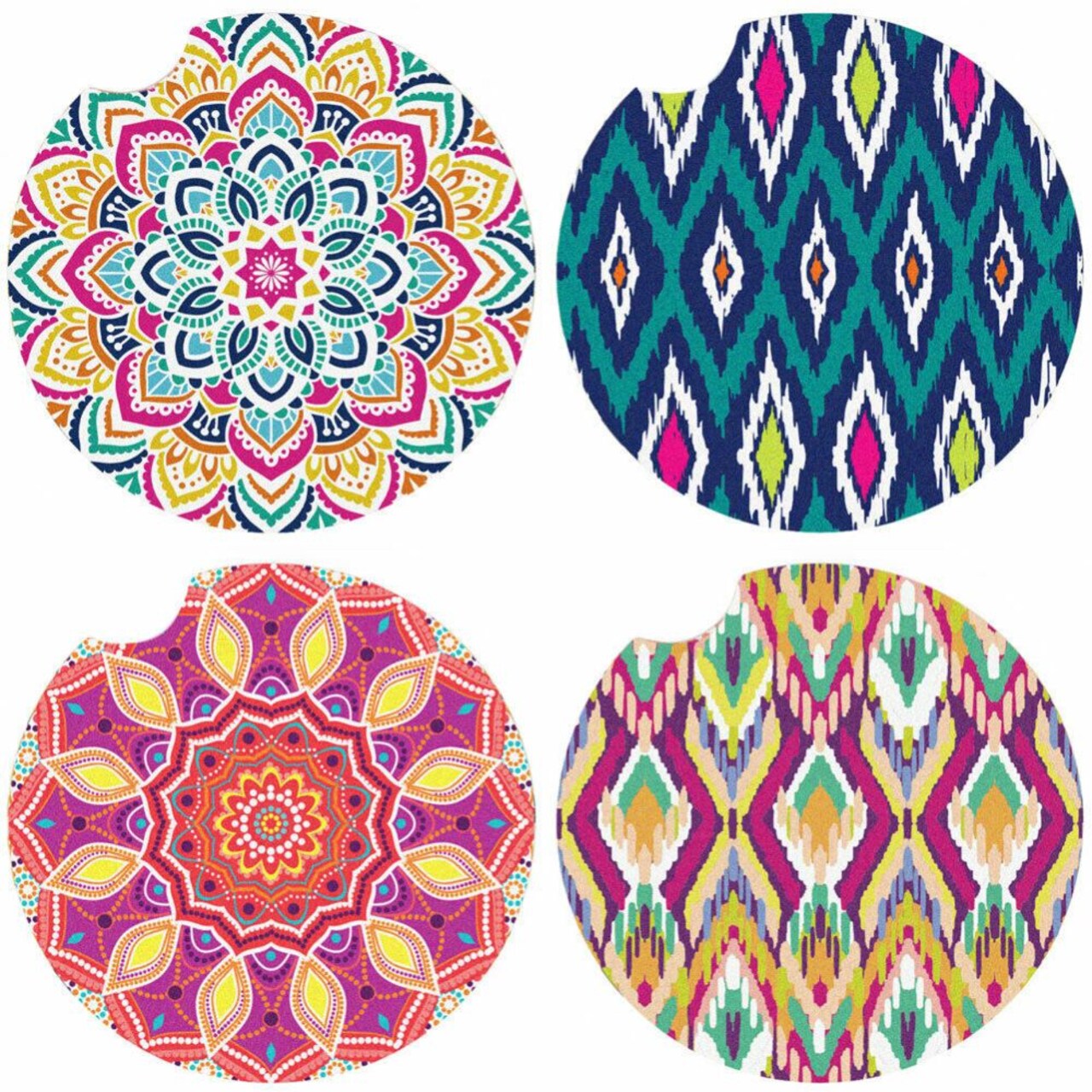 4pcs 2.6'' Absorbent Ceramic Car Coasters for Auto Cup Holders
